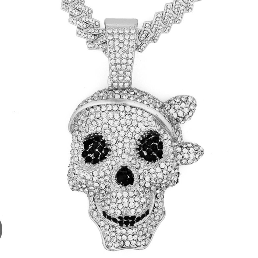 NEW Invicta Elements Grin Reaper Iced Out Pendant & 21.65 " Chain Silver #836
